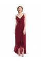 Vendeurs de Bordeaux Trapèze Bretelles spaghetti Col V Mousseline Longue Asymétrique Robes demoiselle d'honneur