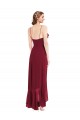 Vendeurs de Bordeaux Trapèze Bretelles spaghetti Col V Mousseline Longue Asymétrique Robes demoiselle d'honneur