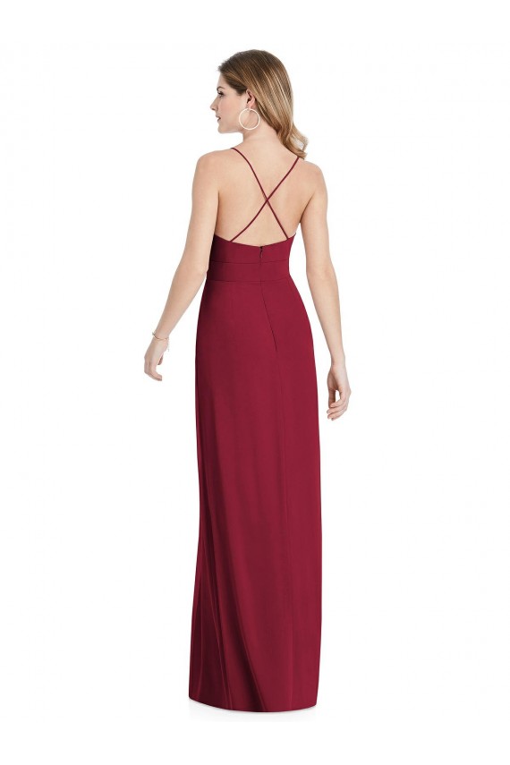 Vendeurs de Bordeaux Trapèze Bretelles spaghetti Col V Mousseline Longue Robes demoiselle d'honneur