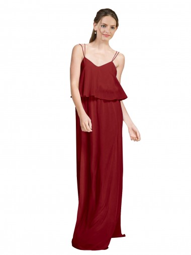 Vendeurs de Bordeaux Trapèze Bretelles spaghetti Mousseline Longue Robes demoiselle d'honneur