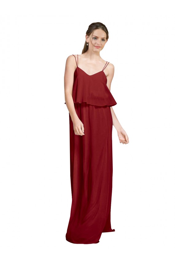 Vendeurs de Bordeaux Trapèze Bretelles spaghetti Mousseline Longue Robes demoiselle d'honneur