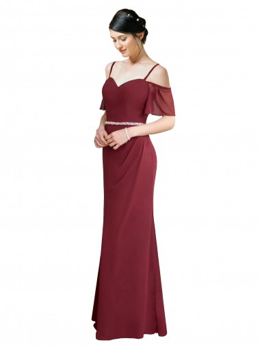 Vendeurs de Bordeaux Trapèze Bretelles spaghetti Mousseline Longue Robes demoiselle d'honneur