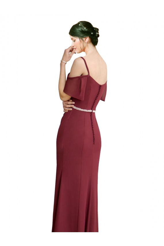 Vendeurs de Bordeaux Trapèze Bretelles spaghetti Mousseline Longue Robes demoiselle d'honneur