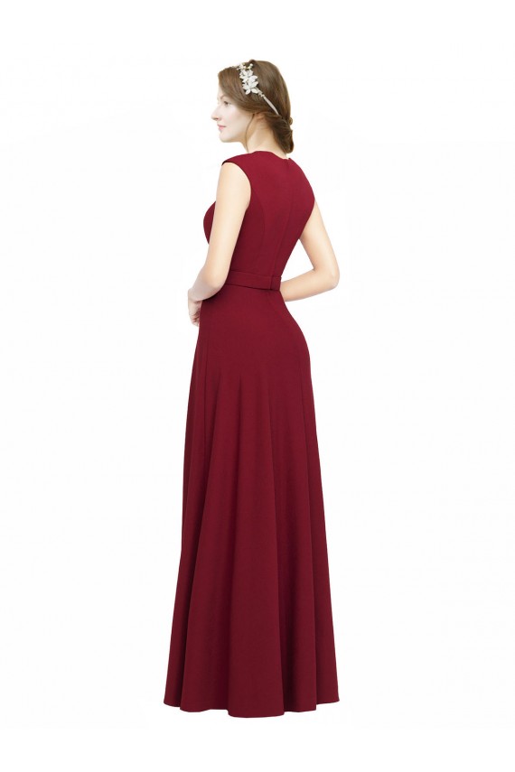 Vendeurs de Bordeaux Trapèze Col Carré Crêpe Stretch Longue Robes demoiselle d'honneur / Robes de bal