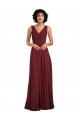 Vendeurs de Bordeaux Trapèze Col V Mousseline Longue Robes demoiselle d'honneur