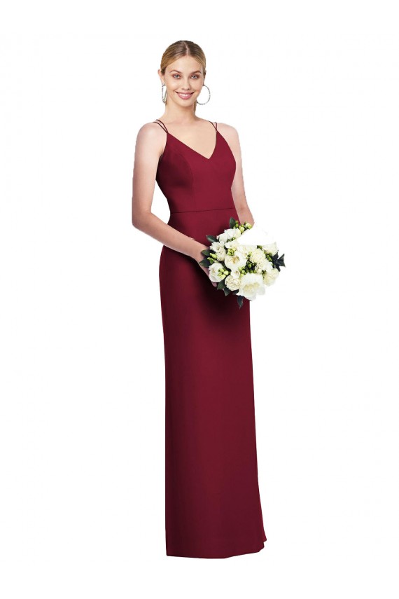 Vendeurs de Bordeaux Trapèze Col V Mousseline Longue Robes demoiselle d'honneur