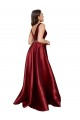 Vendeurs de Bordeaux Trapèze Col V Satiné Longue Formelles Robes demoiselle d'honneur / Robes de soirée / Robes de bal