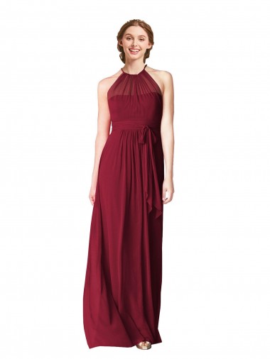 Vendeurs de Bordeaux Trapèze Licou Mousseline Longue Robes demoiselle d'honneur