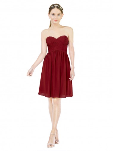 Vendeurs de Bordeaux Trapèze Mousseline Courte Robes demoiselle d'honneur / Robes de cocktail