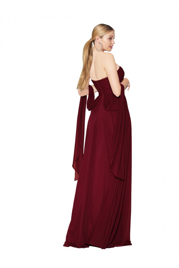 Vendeurs de Bordeaux Trapèze Sans bretelle Mousseline Longue Formelles Robes demoiselle d'honneur / Robes de soirée / Robes de bal