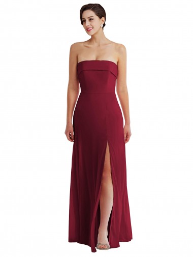 Vendeurs de Bordeaux Trapèze Sans bretelle Mousseline Longue Formelles Robes demoiselle d'honneur / Robes de soirée