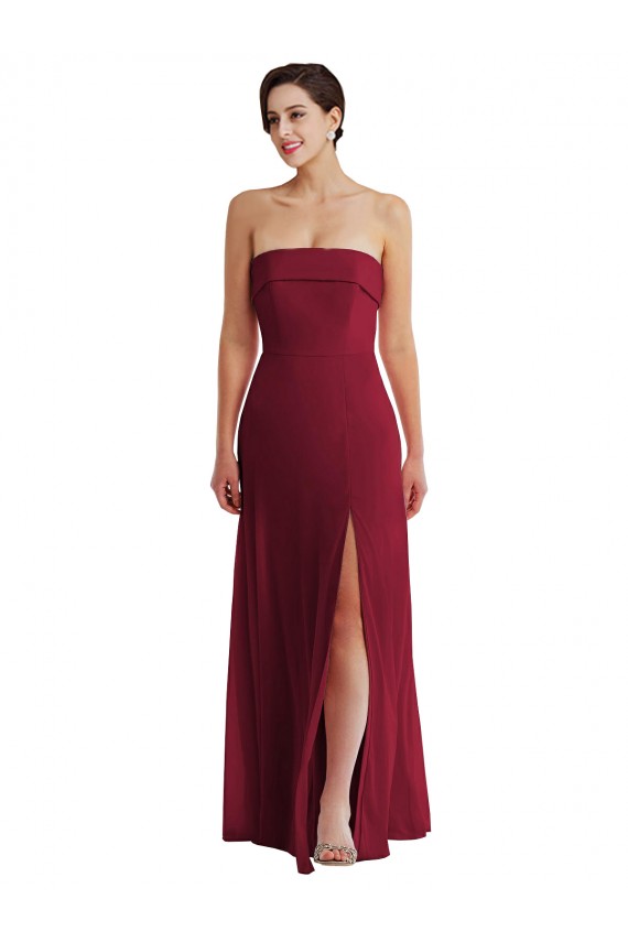 Vendeurs de Bordeaux Trapèze Sans bretelle Mousseline Longue Formelles Robes demoiselle d'honneur / Robes de soirée