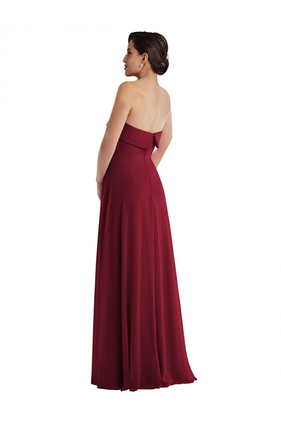 Vendeurs de Bordeaux Trapèze Sans bretelle Mousseline Longue Formelles Robes demoiselle d'honneur / Robes de soirée