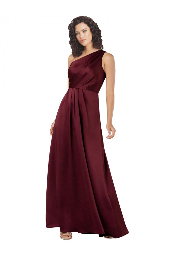 Vendeurs de Bordeaux Trapèze Satiné Soyeux Longue Formelles Robes demoiselle d'honneur / Robes de soirée / Robes de bal