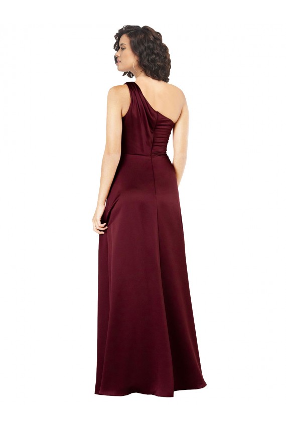 Vendeurs de Bordeaux Trapèze Satiné Soyeux Longue Formelles Robes demoiselle d'honneur / Robes de soirée / Robes de bal
