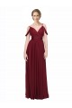 Vendeurs de Bordeaux Trapèze Épaule Dénudée Bretelles spaghetti Mousseline Longue Robes demoiselle d'honneur