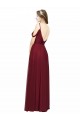 Vendeurs de Bordeaux Trapèze Épaule Dénudée Bretelles spaghetti Mousseline Longue Robes demoiselle d'honneur