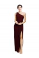 Vendeurs de Bordeaux foncé Fourreau Crêpe Stretch Longue Formelles Robes demoiselle d'honneur / Robes de soirée / Robes de bal