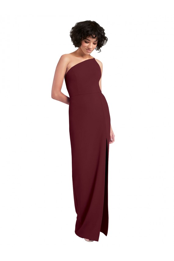 Vendeurs de Bordeaux foncé Fourreau Crêpe Stretch Longue Formelles Robes demoiselle d'honneur / Robes de soirée / Robes de bal