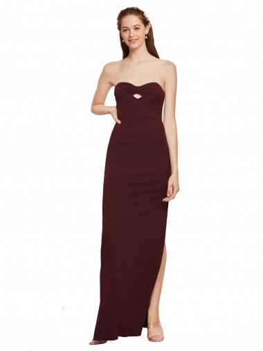 Vendeurs de Bordeaux foncé Fourreau Sans bretelle Crêpe Stretch Longue Formelles Robes demoiselle d'honneur / Robes de soirée / Robes de bal