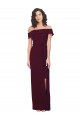 Vendeurs de Bordeaux foncé Fourreau Épaule Dénudée Col Carré Crêpe Stretch Longue Formelles Robes demoiselle d'honneur / Robes de soirée / Robes de bal