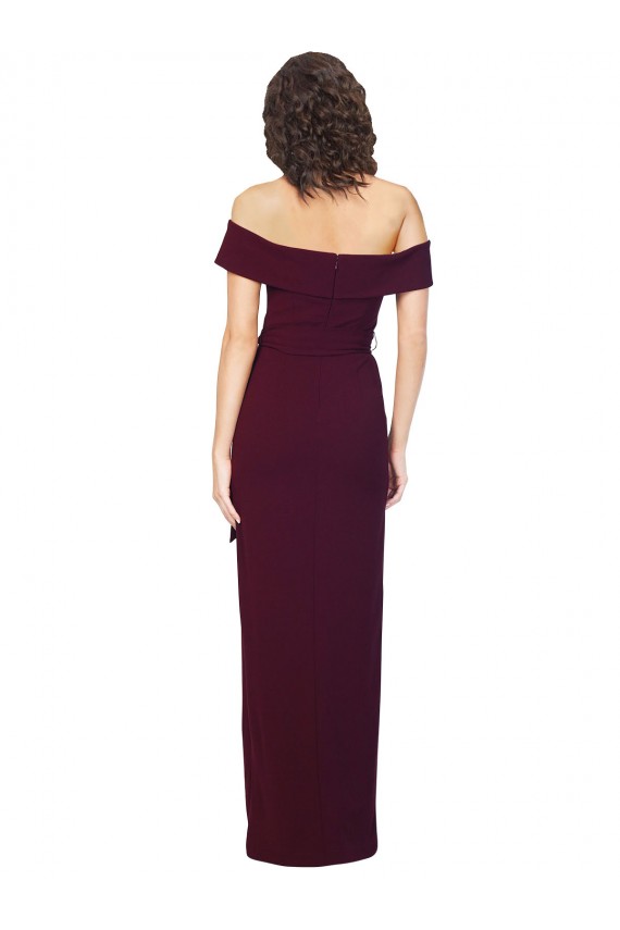 Vendeurs de Bordeaux foncé Fourreau Épaule Dénudée Col Carré Crêpe Stretch Longue Formelles Robes demoiselle d'honneur / Robes de soirée / Robes de bal