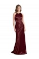 Vendeurs de Bordeaux foncé Trapèze Bretelles spaghetti Col V Satiné Stretch Longue Formelles Robes demoiselle d'honneur / Robes de soirée / Robes de bal