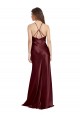 Vendeurs de Bordeaux foncé Trapèze Bretelles spaghetti Col V Satiné Stretch Longue Formelles Robes demoiselle d'honneur / Robes de soirée / Robes de bal
