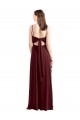 Vendeurs de Bordeaux foncé Trapèze Bretelles spaghetti Scoop Mousseline Longue Robes demoiselle d'honneur