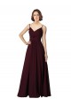 Vendeurs de Bordeaux foncé Trapèze Col V Mousseline Longue Robes demoiselle d'honneur