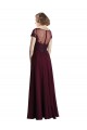 Vendeurs de Bordeaux foncé Trapèze Col bijou Tulle Mousseline Longue Robes demoiselle d'honneur