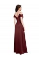 Vendeurs de Bordeaux foncé Trapèze Épaule Dénudée Col V Satiné Stretch Longue Formelles Robes demoiselle d'honneur / Robes de soirée / Robes de bal