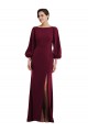 Vendeurs de Bordeaux foncé Trompette Bateau Crêpe Stretch Longue Formelles Robes demoiselle d'honneur / Robes de soirée / Robes de bal