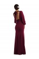 Vendeurs de Bordeaux foncé Trompette Bateau Crêpe Stretch Longue Formelles Robes demoiselle d'honneur / Robes de soirée / Robes de bal