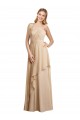 Vendeurs de Champagne Trapèze Bretelles spaghetti Mousseline Longue Robes demoiselle d'honneur