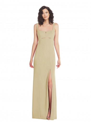 Vendeurs de Champagne Trompette Col Carré Crêpe Stretch Longue Formelles Robes demoiselle d'honneur / Robes de soirée / Robes de bal