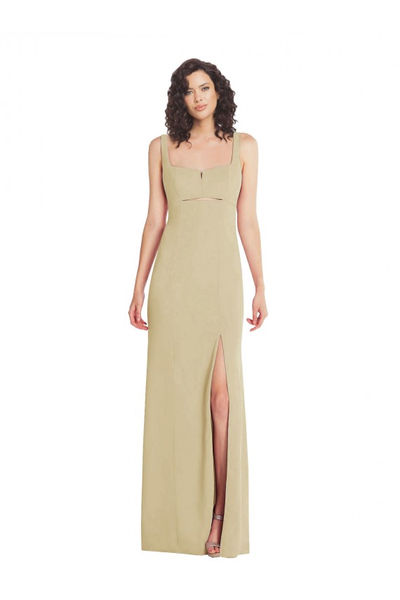 Vendeurs de Champagne Trompette Col Carré Crêpe Stretch Longue Formelles Robes demoiselle d'honneur / Robes de soirée / Robes de bal