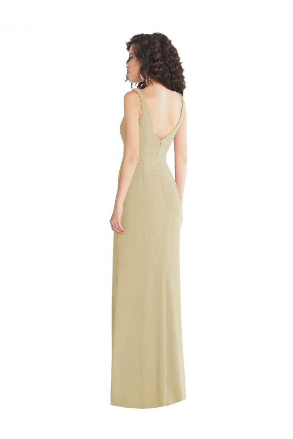 Vendeurs de Champagne Trompette Col Carré Crêpe Stretch Longue Formelles Robes demoiselle d'honneur / Robes de soirée / Robes de bal