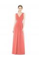 Vendeurs de Corail Trapèze Col V Mousseline Longue Robes demoiselle d'honneur