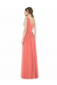 Vendeurs de Corail Trapèze Col V Mousseline Longue Robes demoiselle d'honneur