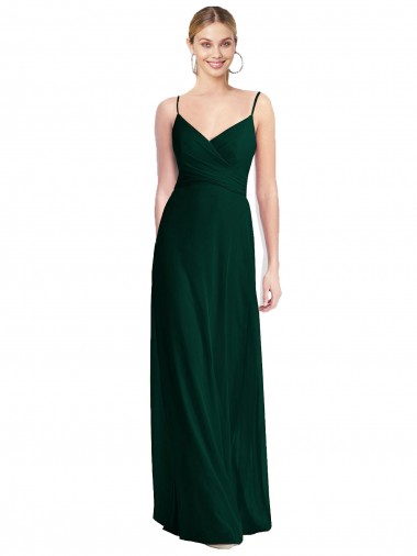 Vendeurs de Evergreen Trapèze Bretelles spaghetti Col V Mousseline Longue Robes demoiselle d'honneur
