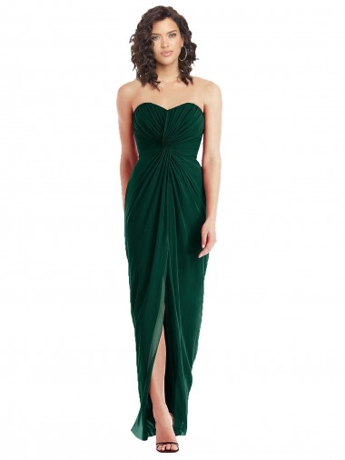 Vendeurs de Evergreen Trapèze Sans bretelle Mousseline Longue Robes demoiselle d'honneur