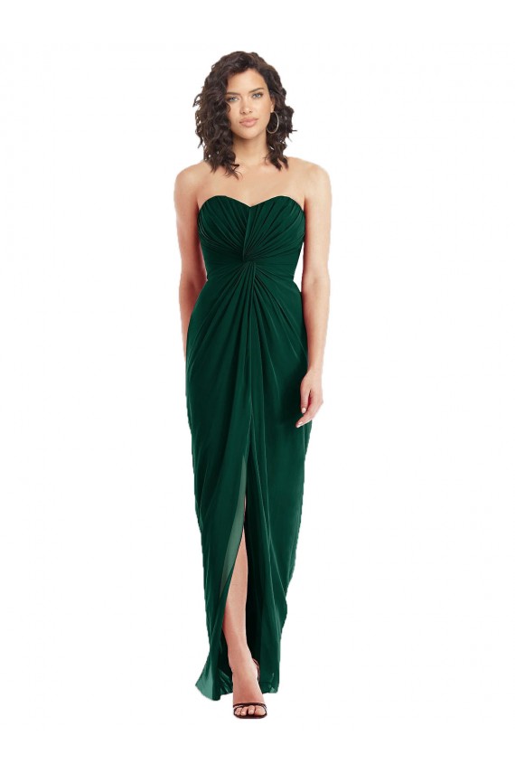 Vendeurs de Evergreen Trapèze Sans bretelle Mousseline Longue Robes demoiselle d'honneur