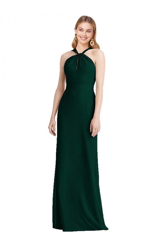 Vendeurs de Evergreen Trompette Licou Mousseline Longue Robes demoiselle d'honneur