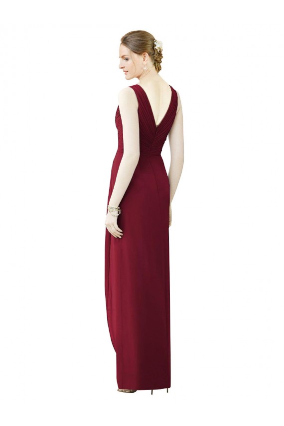 Vendeurs de Fourreau Col V Mousseline Longue Robes demoiselle d'honneur