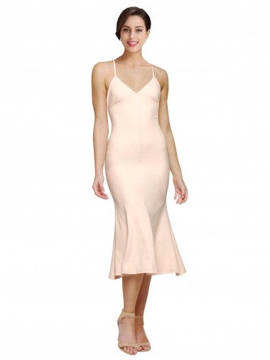 Vendeurs de Fourreau Col V midi Crêpe Stretch Courte Robes demoiselle d'honneur / Robes de bal / Robes de cocktail