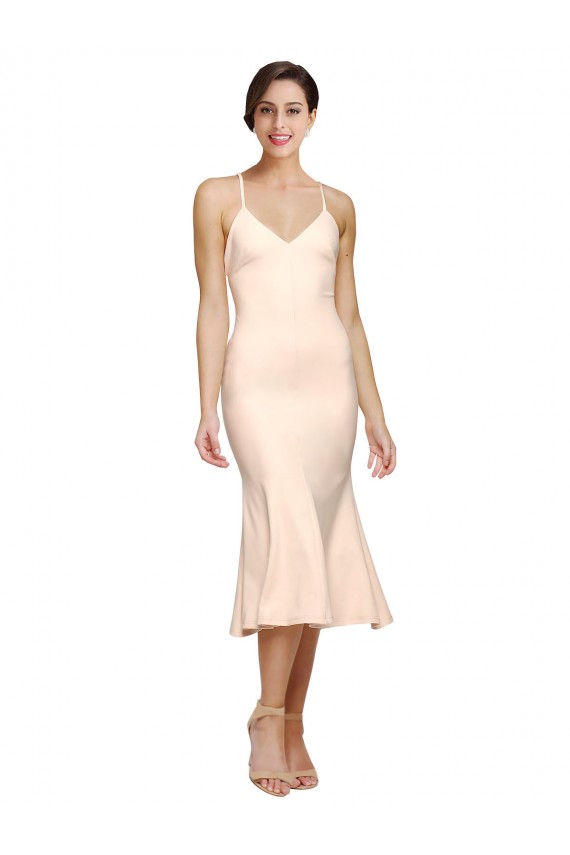 Vendeurs de Fourreau Col V midi Crêpe Stretch Courte Robes demoiselle d'honneur / Robes de bal / Robes de cocktail