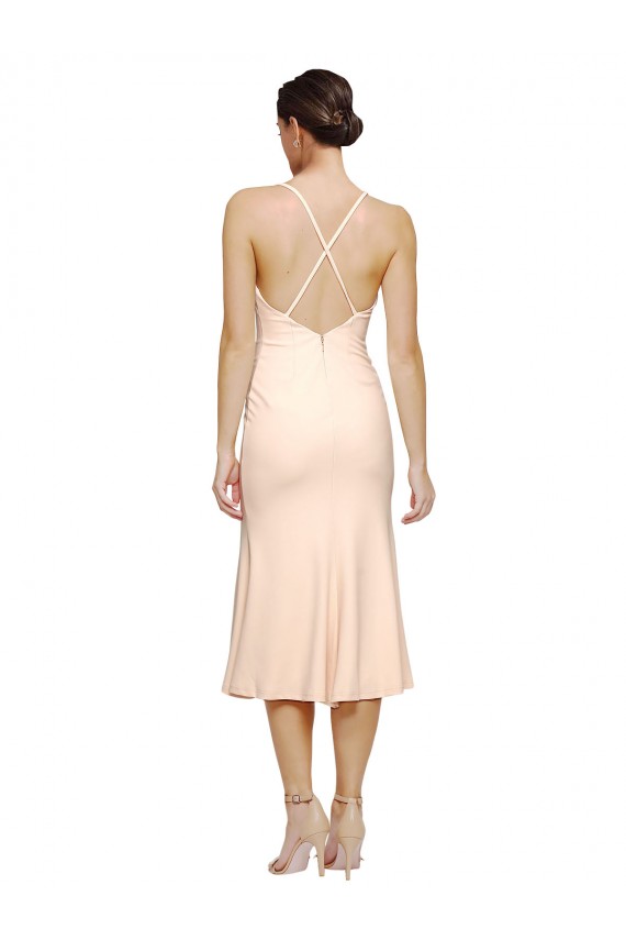 Vendeurs de Fourreau Col V midi Crêpe Stretch Courte Robes demoiselle d'honneur / Robes de bal / Robes de cocktail