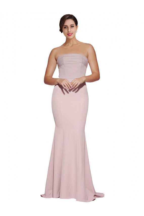 Vendeurs de Fourreau Sans bretelle Balayage train Crêpe Stretch Longue Formelles Robes demoiselle d'honneur / Robes de soirée / Robes de bal