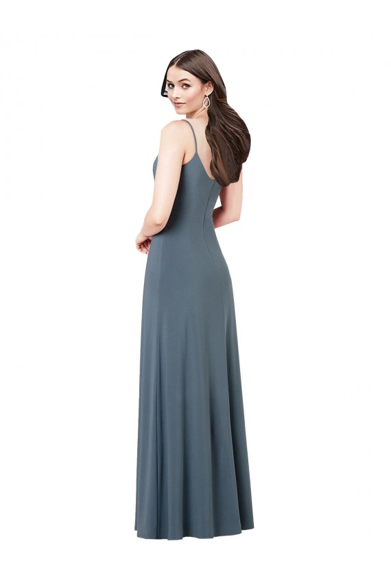 Vendeurs de Gris ardoise Trapèze Col V Spandex Longue Robes demoiselle d'honneur / Robes de bal